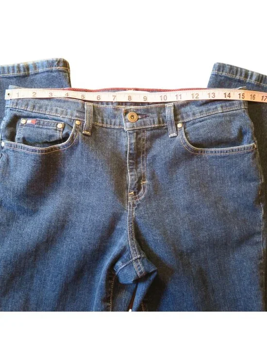 Tommy Hilfiger Bootcut Jeans 2002 Dark Wash Stretch Size 8 Hipster Fit - Picture 9 of 11
